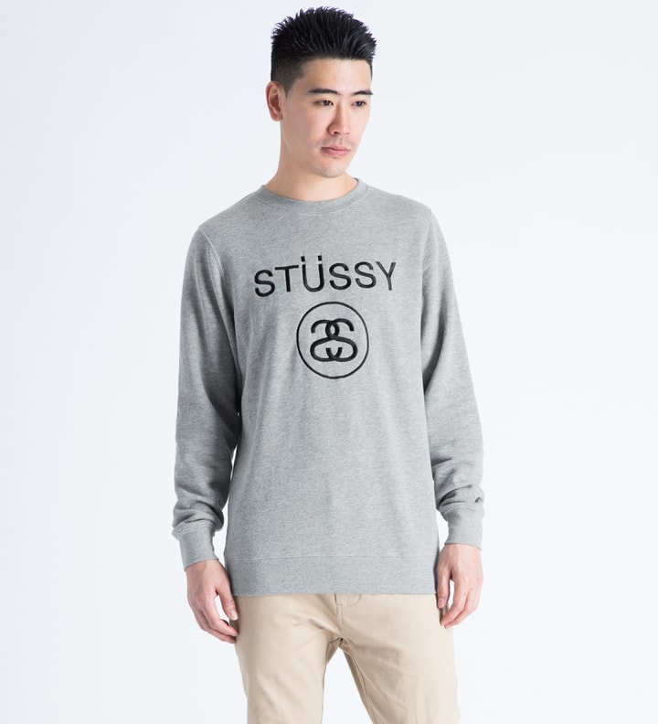 Heather Grey Stussy Link Embossed Crewneck Sweater Placeholder Image