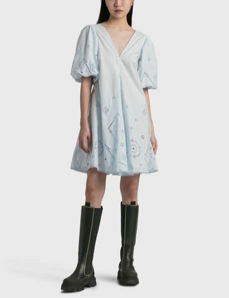 Ganni - Broderie Anglaise Puff Sleeve Mini Dress | HBX Ganni - Broderie Anglaise Puff Sleeve Mini Dress | HBX