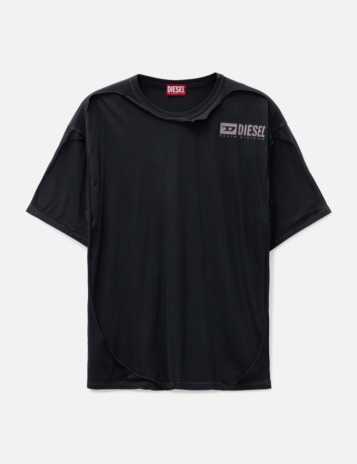 Shop Diesel T-shirt With Destroyed Peel-off Effect In Black