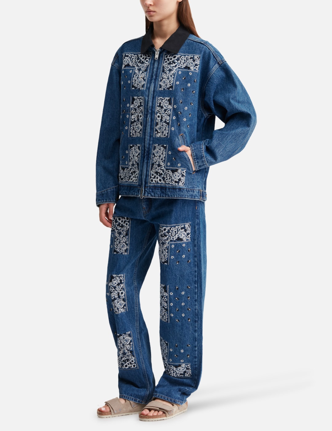 Bandana Embroidery Denim Pants view 15