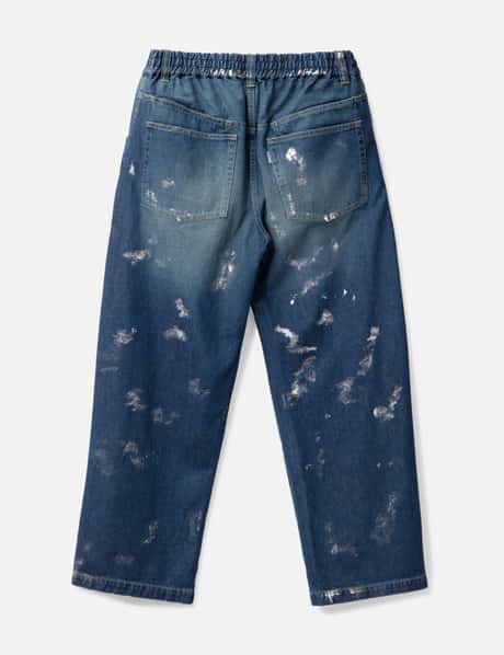 CLESSTE - SILVER PRINT VINTAGE WASH SELVEDGE DENIM WIDE PANTS  