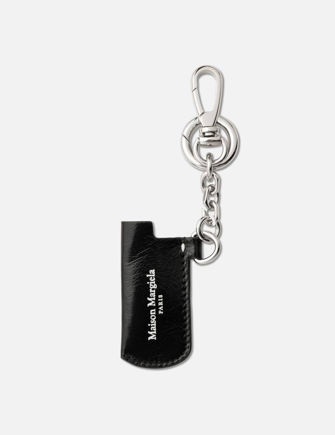 maison margiela cigarette case Maison Margiela Leather Lighter Case Charm - Black calf leather with  silver-tone hardware