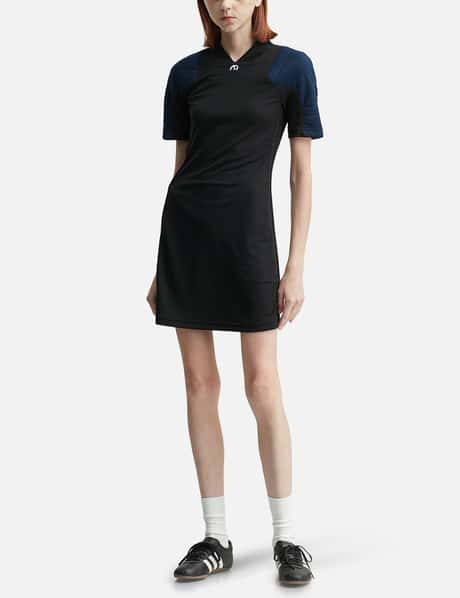 adidas Originals adidas Originals x Miaou Dress - Recycled V-neck dress  with padded shoulders | HBX