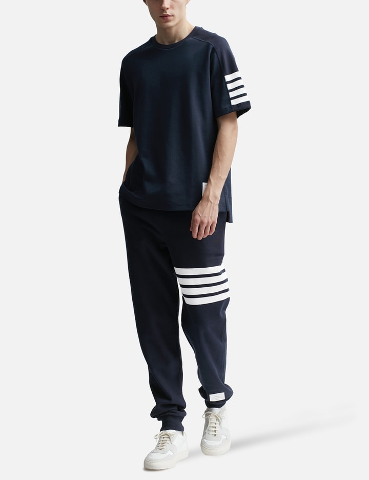 Thom Browne Cotton 4-bar Short Sleeve Striped T-shirt In Blue
