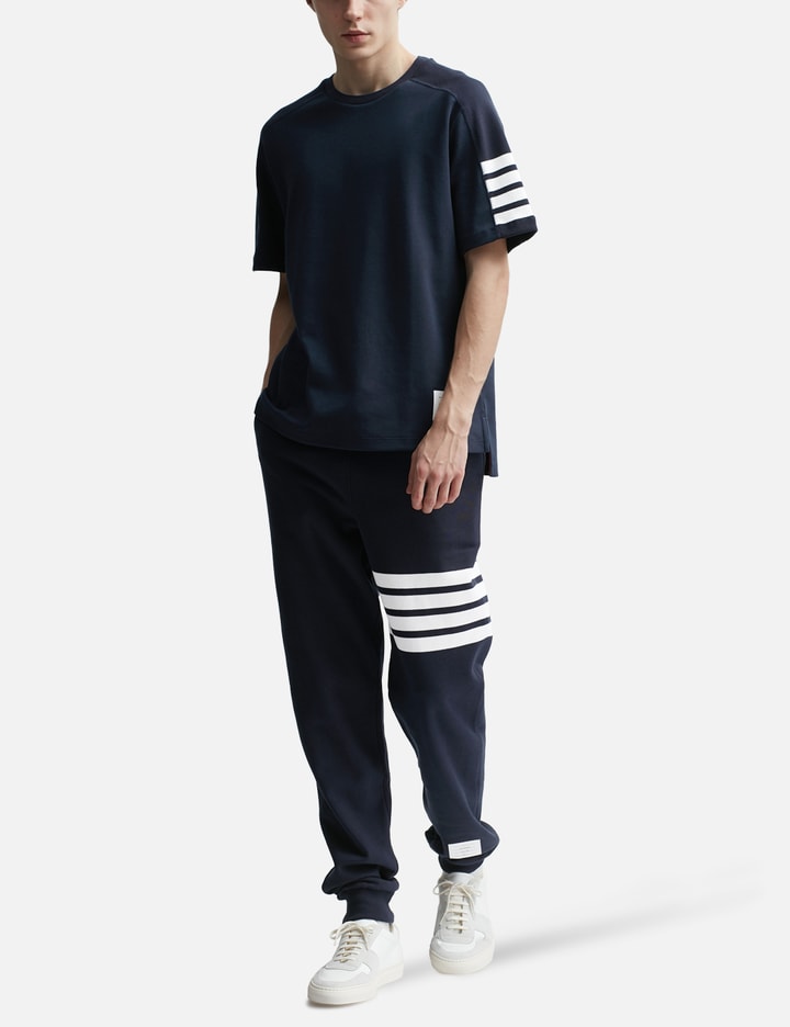 Shop Thom Browne Cotton 4-bar Short Sleeve Striped T-shirt In Blue