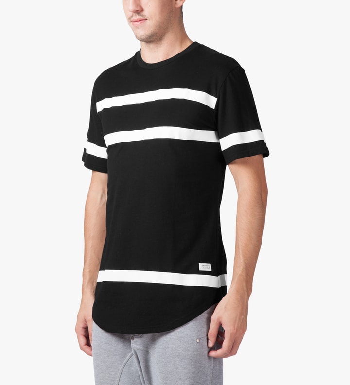 Black Thin Stripe Elongated T-Shirt Placeholder Image