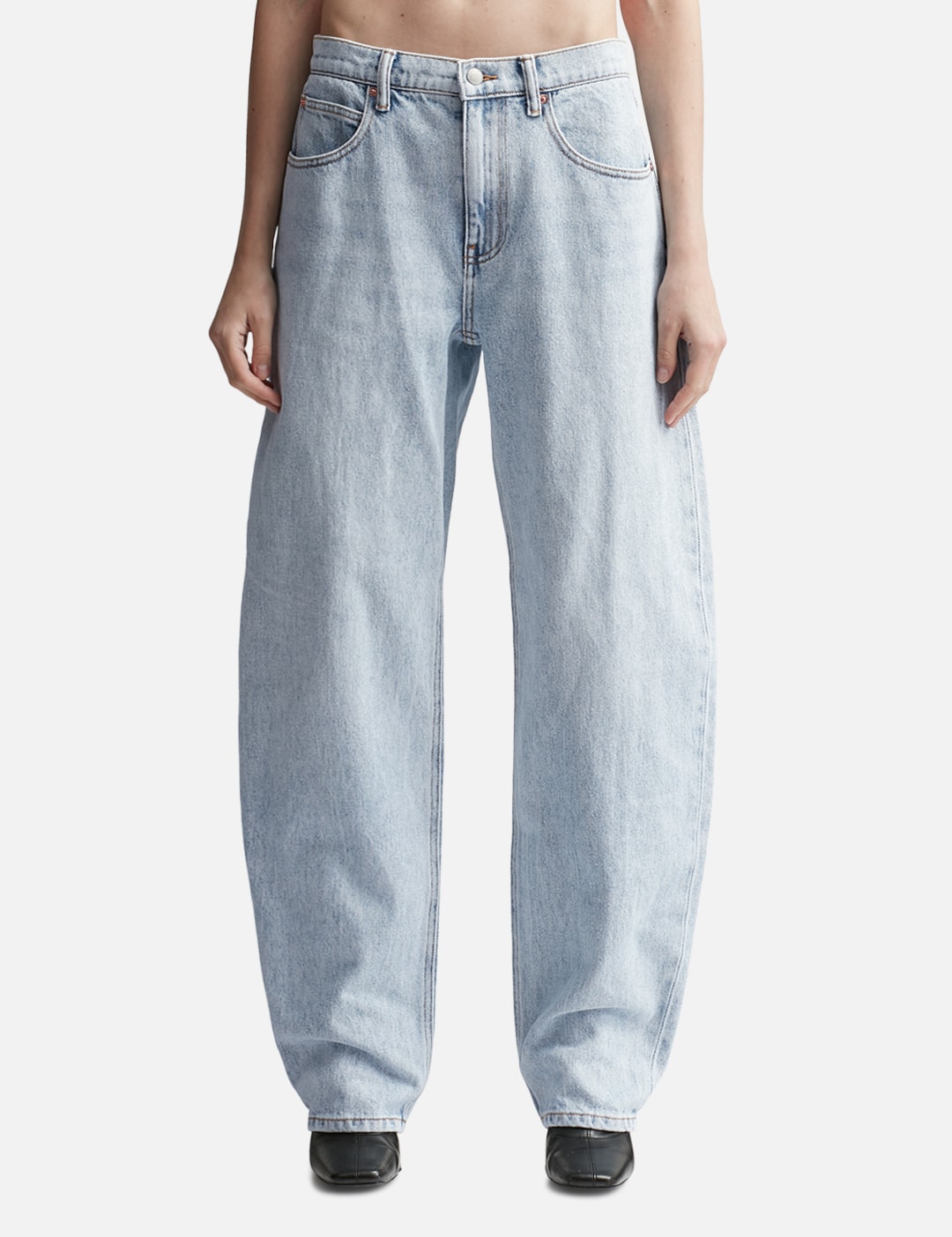 T By Alexander Wang Zipped Back Slit Wide-leg Jeans In Denim