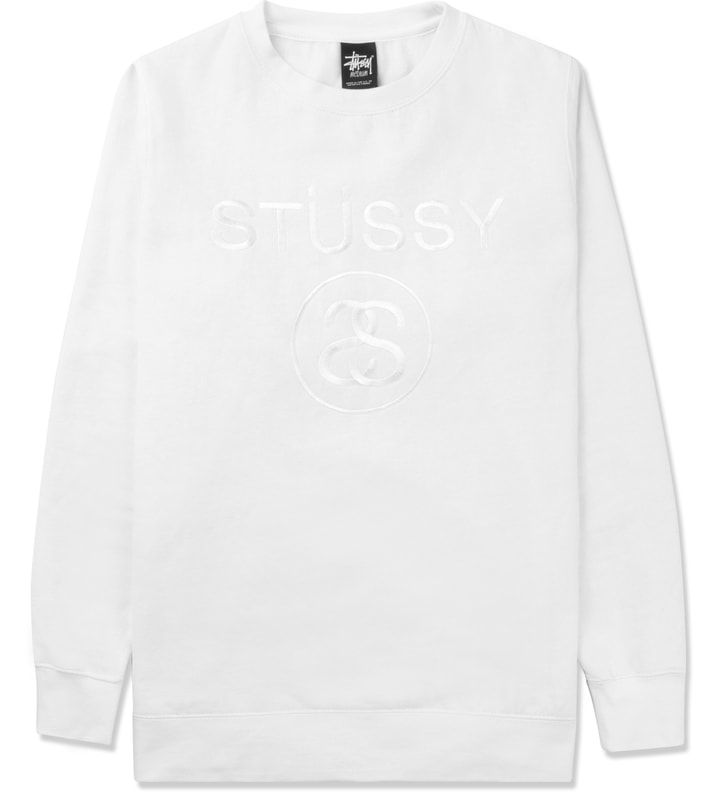 White Stussy Link Emb. Crewneck Sweater Placeholder Image
