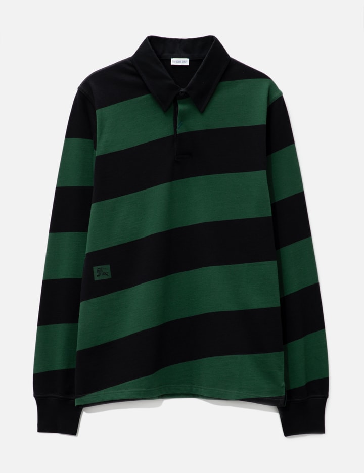 Long Sleeve Striped Cotton Polo Shirt Placeholder Image
