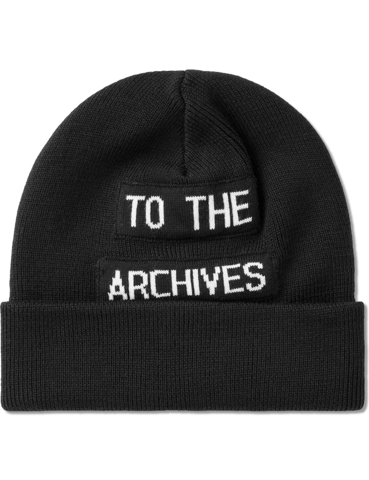 Black Plain Knitted Beanie with Text Labels Placeholder Image