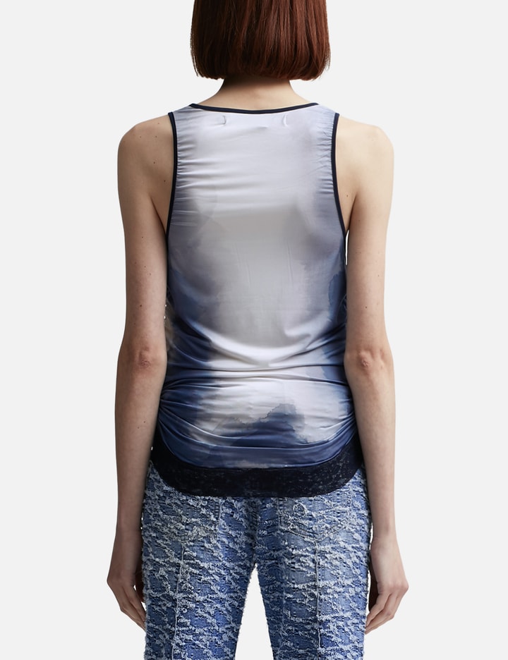 Shop Andersson Bell Lisa Watercolour Sprayed Logo Shirring Top In Blue