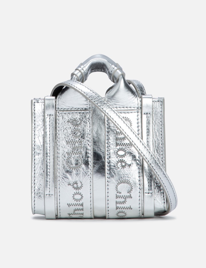 Chloé Woody Nano Tote Bag In Silver