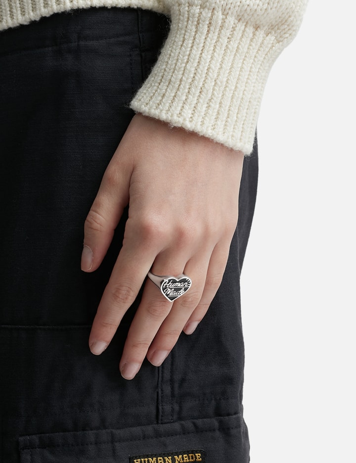 Shop Human Made Heart Silver Ring In Black