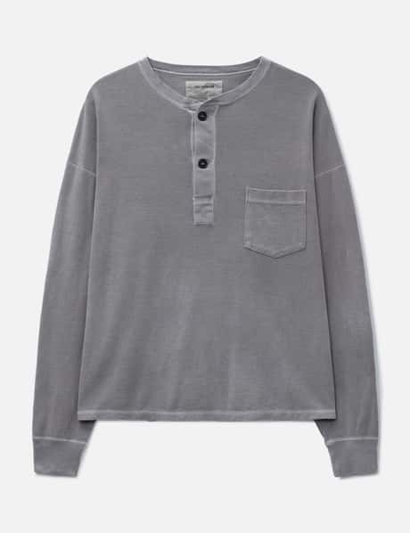 ANACHRONORM Pigment Thermal Henley Neck Long Sleeve T-Shirt