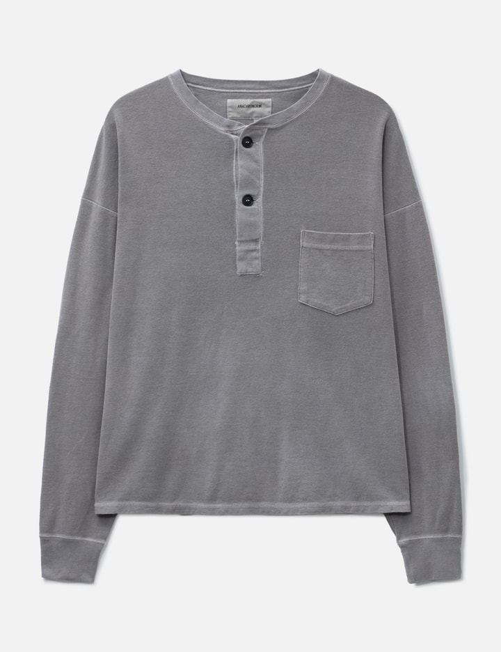 ANACHRONORM Pigment Thermal Henley Neck Long Sleeve T-Shirt