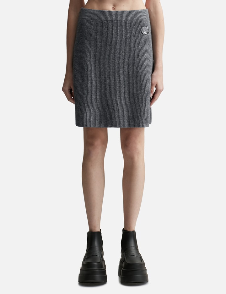 Bold Fox Head Patch Short Ribbed Skirt Placeholder Image