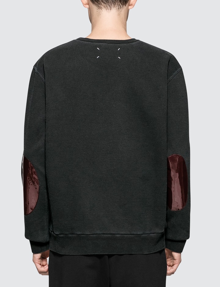 Black Open End Fleece Sweater With Arm Patch Placeholder Image