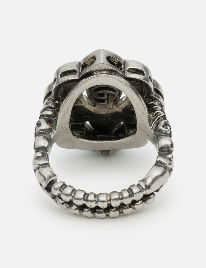 Gucci Crystal Sliver Tone Flower Ring