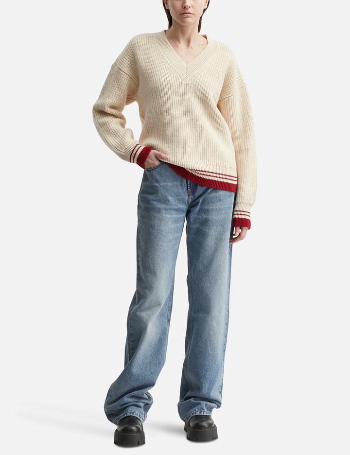 Wool Ribbed V-Neck Sweater Placeholder Image