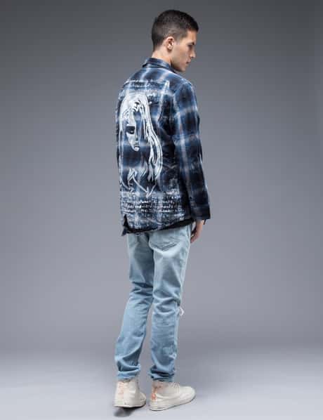 Sam By Warren Lotas Blue Flannel L/S Shirt Style F (Size L) HBX