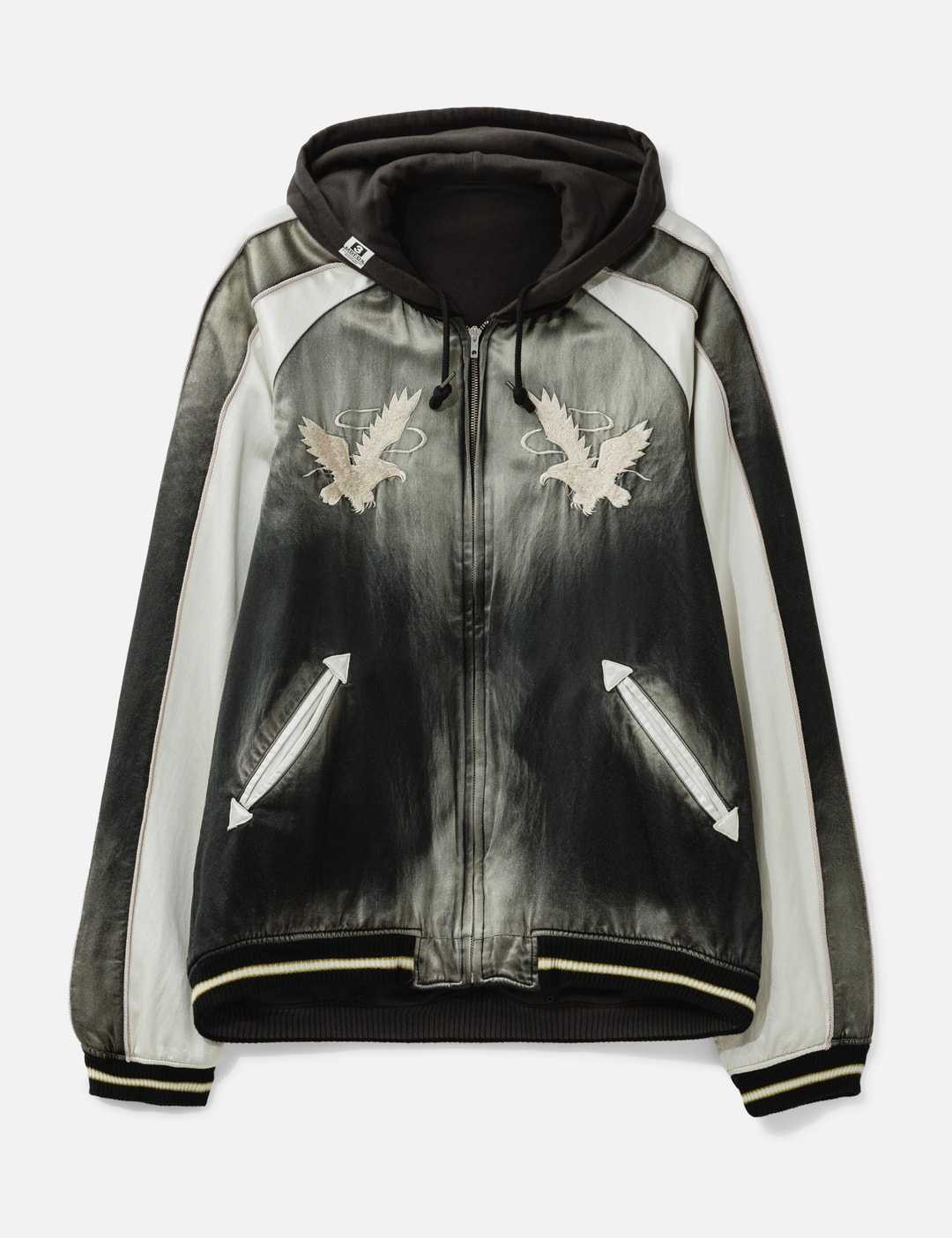 Reversible Hoodie Layered Souvenir Jacket view 12