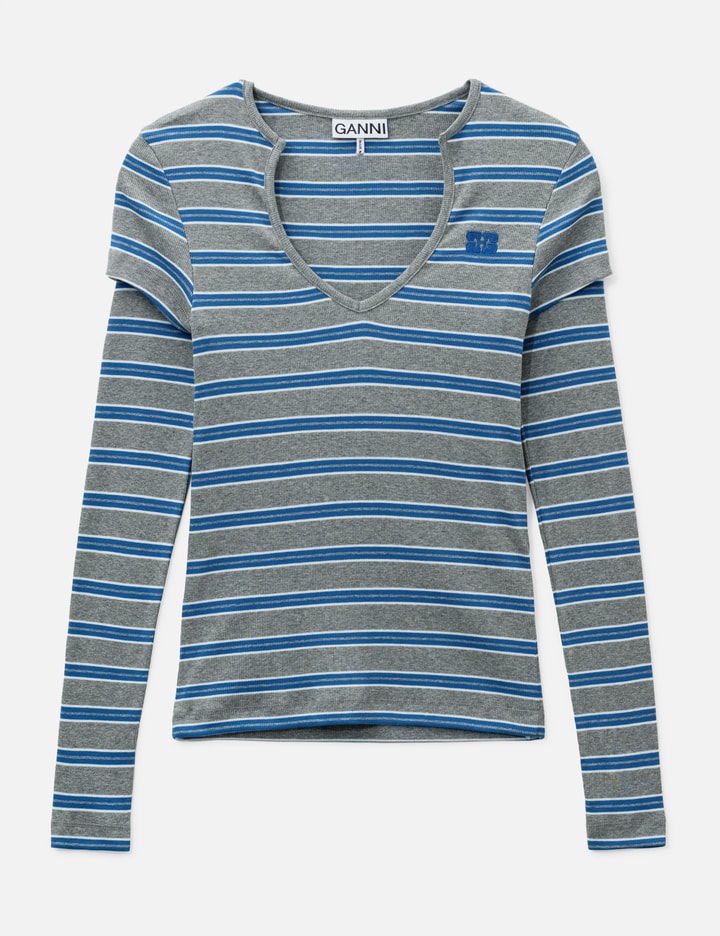 Ganni Long-Sleeve Top In Stripe