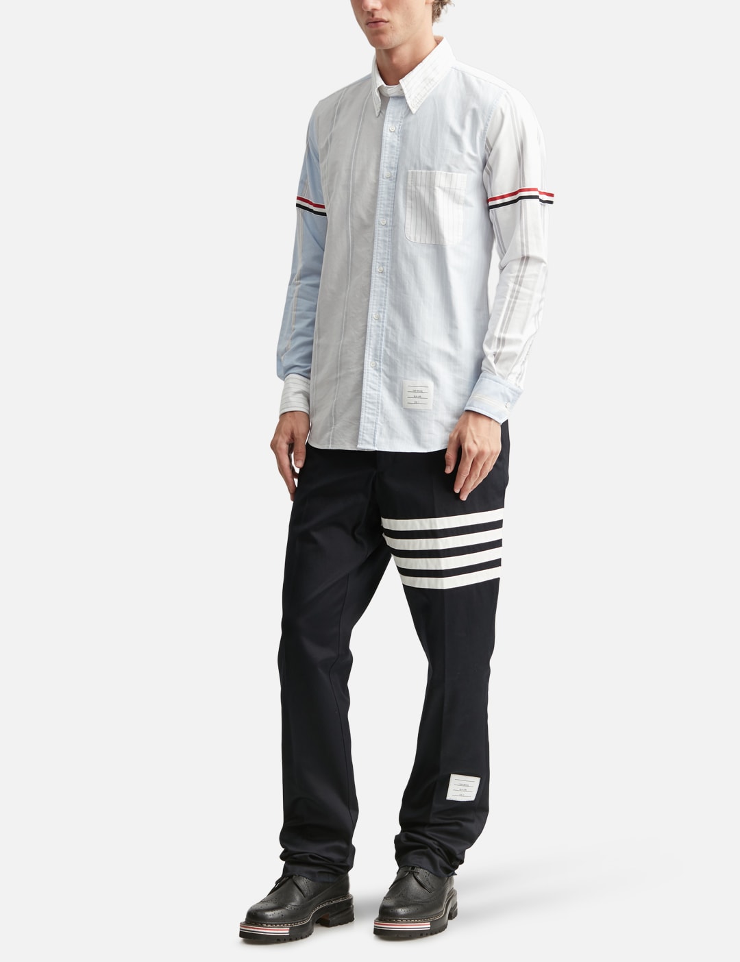 Funmix Shirt With Grosgrain Armbands In Pinstripe Oxford view 20