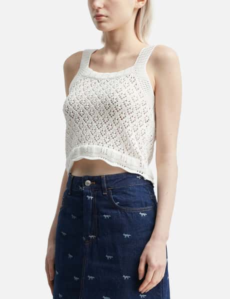 Lace Knit Crochet Crop Top view 7