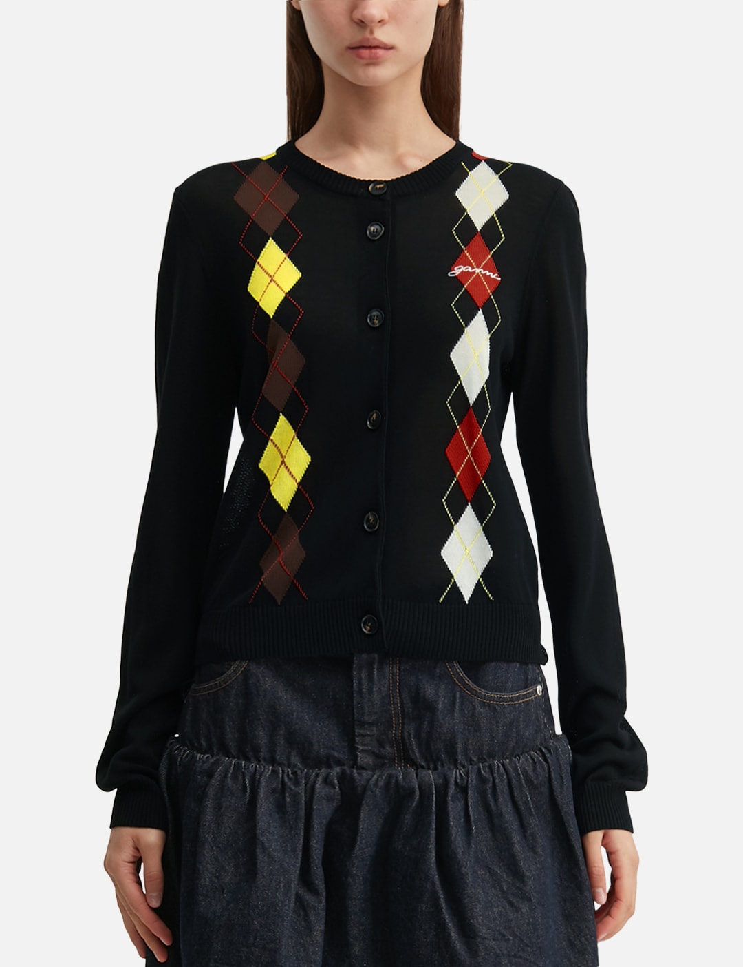 Light Cotton Argyle Cardigan view 11