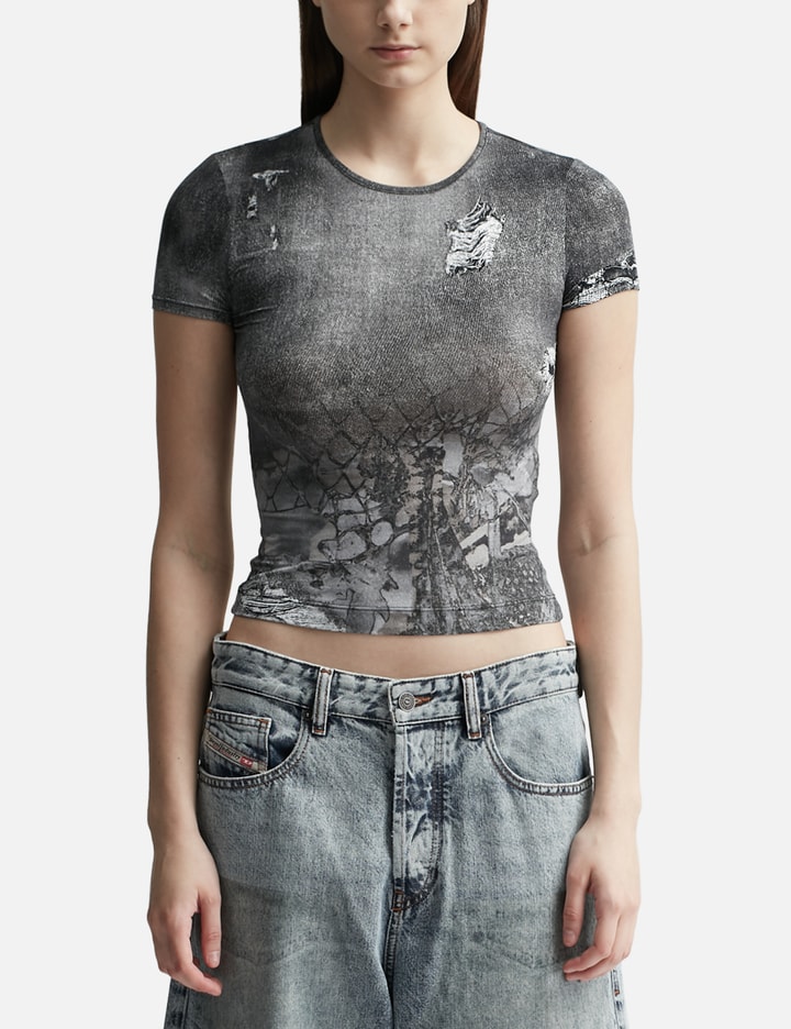 Diesel T-uncski Cropped T-shirt In Gray