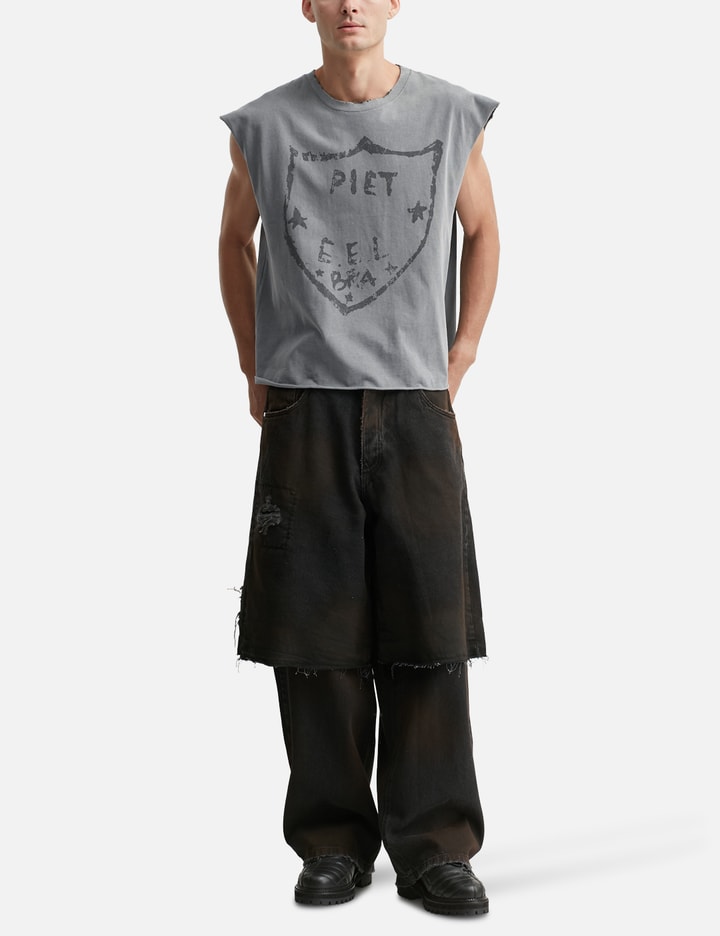 Oversized Raw Edge Sleeveless T-Shirt Placeholder Image