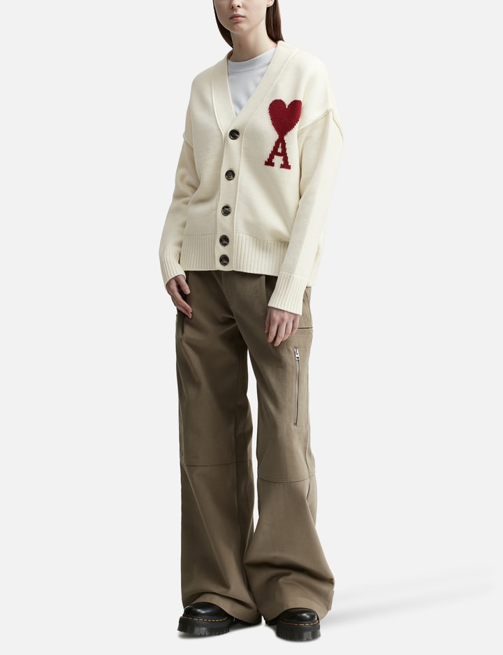 Shop Ami Alexandre Mattiussi White Wool Ami De Coeur Cardigan