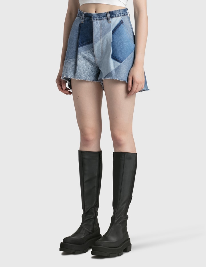 リワークド デニム パッチワーク ミニ ショーツ Placeholder Image