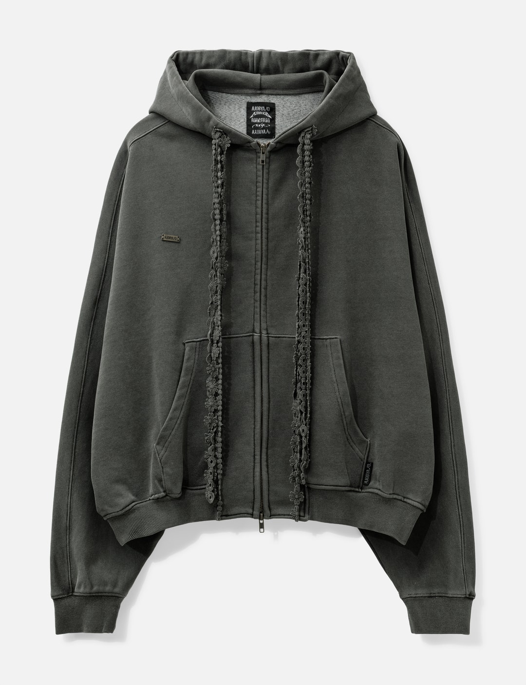 Laced Multi-Drawstring Zip-Up Hoodie