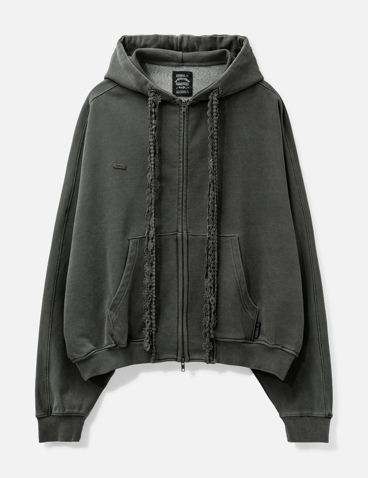 AJOBYAJO Laced Multi-Drawstring Zip-Up Hoodie