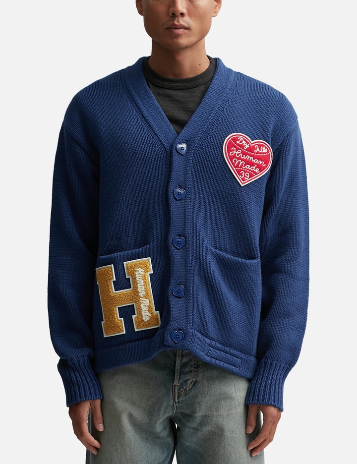 Shop Human Made Low Gauge Knit Cardigan In Blue