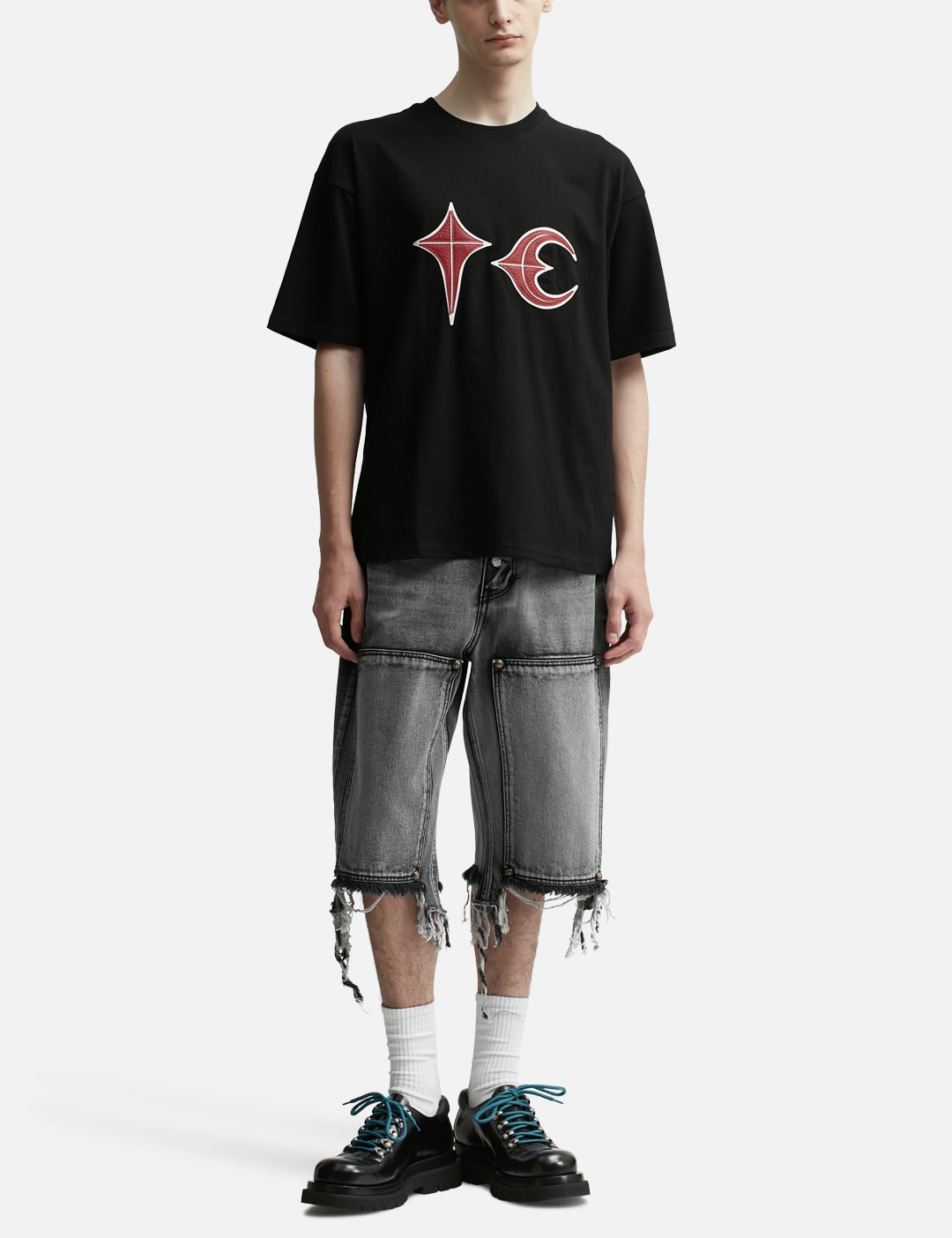 DOUBLE KNEE DENIM SHORTS view 15