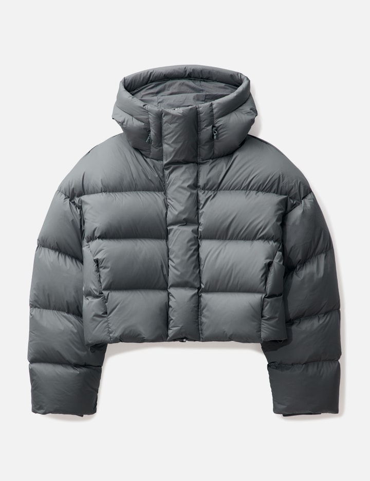 Entire Studios Gray Hooded Down Jacket In Grey