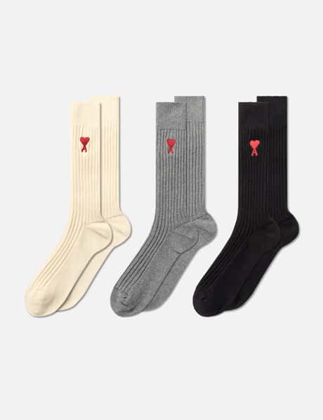 Ami Tricolor Cotton Three Pack Socks