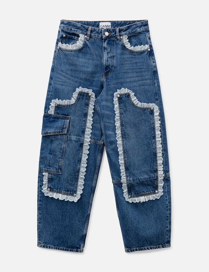 Ganni Audri Lace Jeans In Rigid Denim