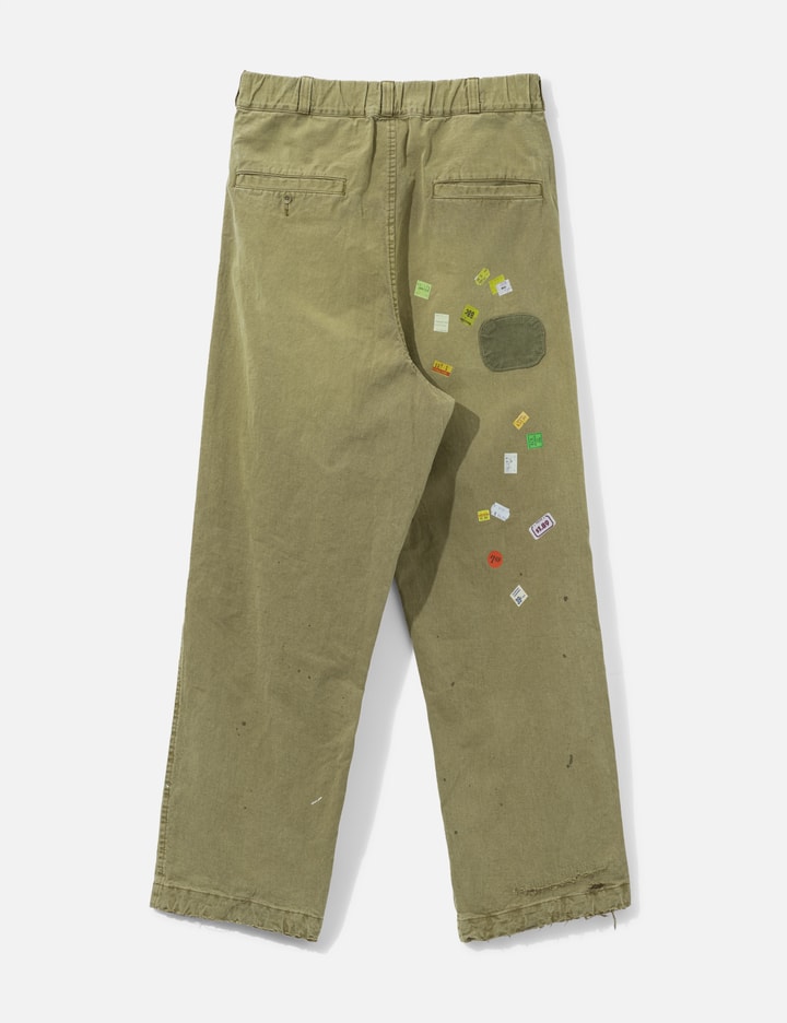 Maison Mihara Yasuhiro Price Tag Sticker Print Repaired Pants