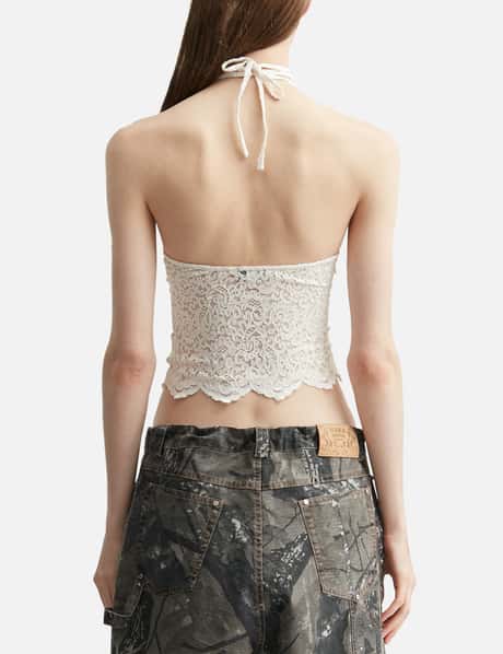 White Lace Halter Neck Top view 12