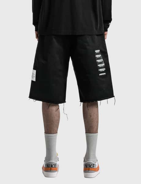 Raw Edge Fleece Shorts- Mens Black/White