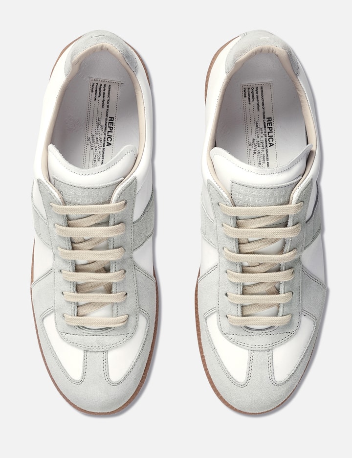 Maison Margiela Off White Leather And Grey Suede Replica Sneakers In White