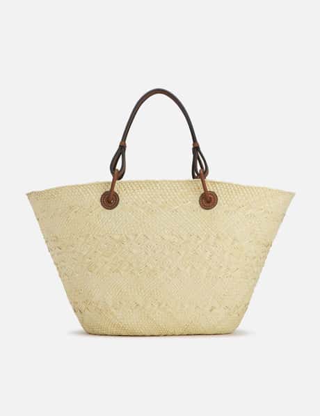 Loewe x Paula's Ibiza Anagram Small Straw Basket Tote Bag