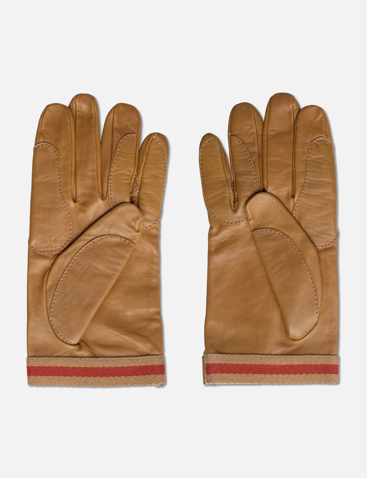Shop Gucci Leather Gloves In Brown