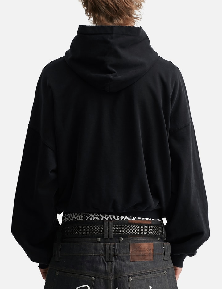 "Soloman" Embroidered Hoodie In Washed Black view 4