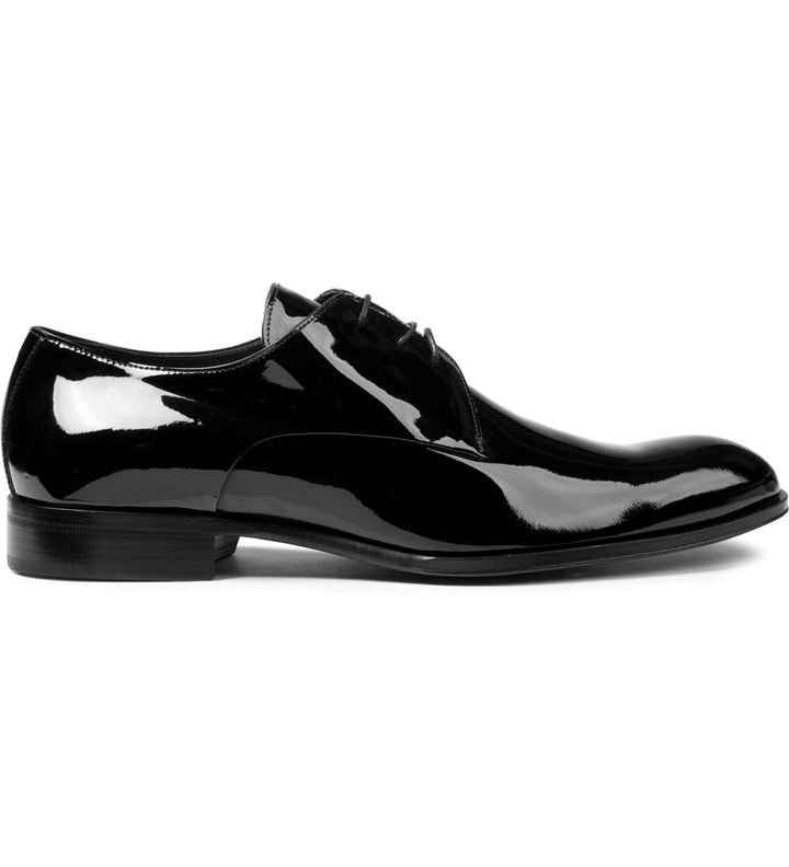 Black Poitier Patent Derby Shoes Placeholder Image