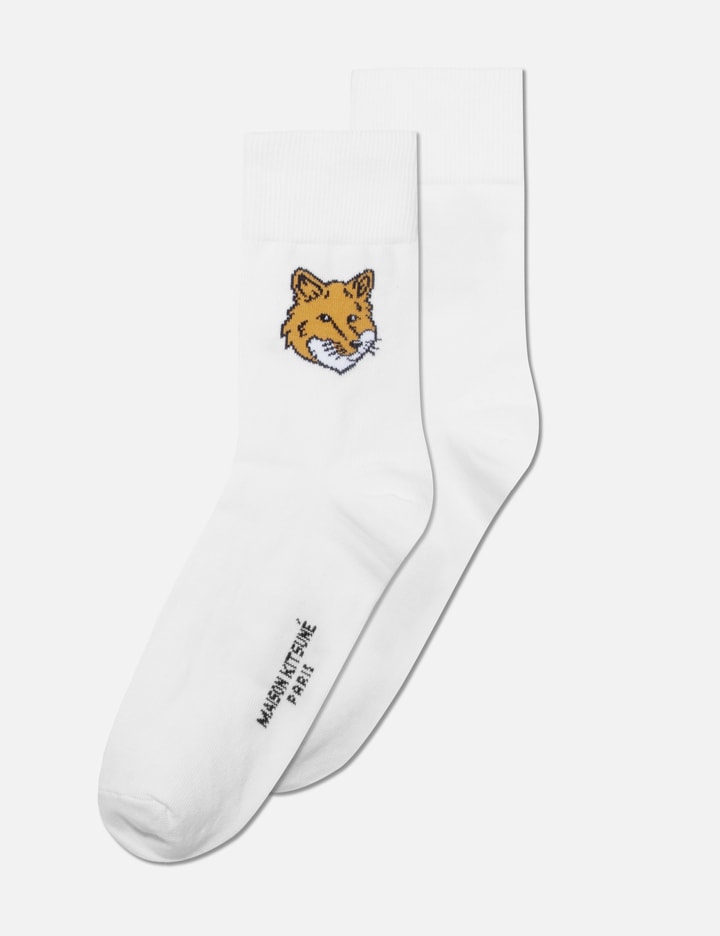 Maison Kitsuné Fox Head Socks In White