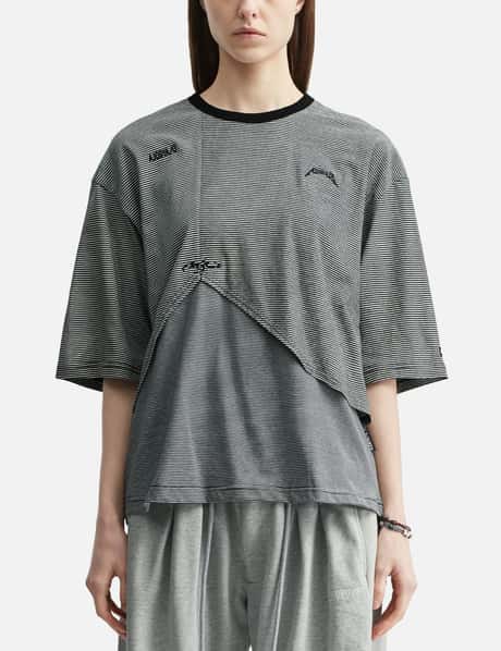 Paneled Stripe Cropped T-Shirt view 10
